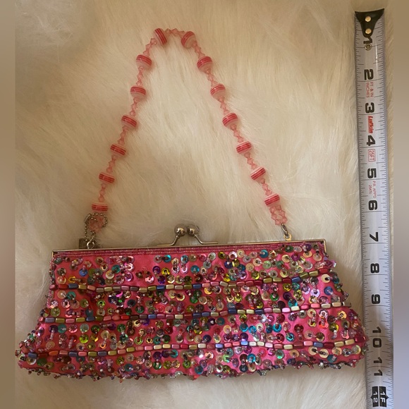 Cocoon House Multicolor Beaded Pink Evening Bag Clutch Handbag - Picture 8 of 8
